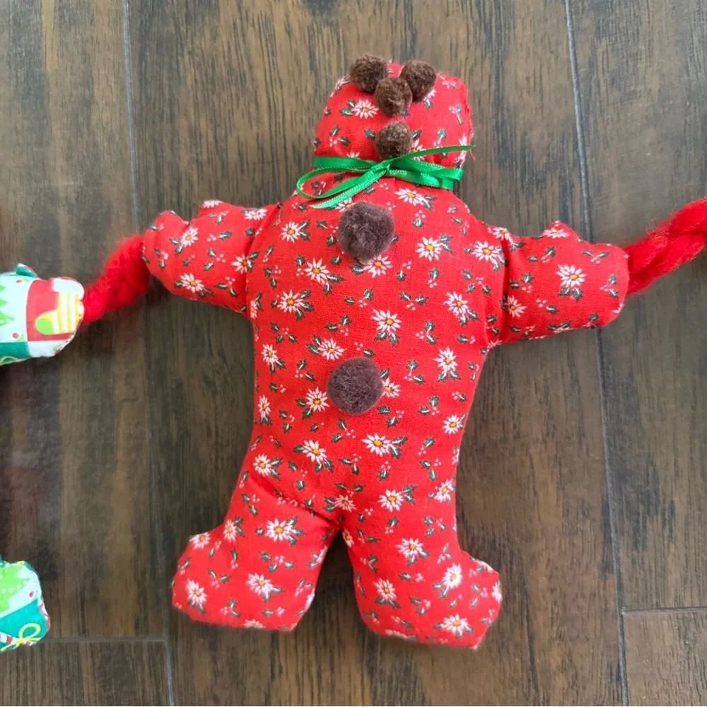 VTG Christmas Hand Sewn Fabric Gingerbread Men Garland;Extra Long 13 Feet (156”)